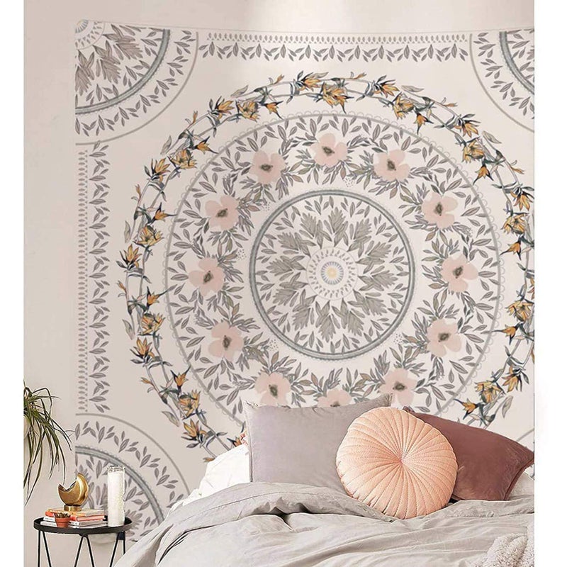Simpkeely Sketched Floral Medallion Tapestry, Bohemian Mandala Wall Hanging Tapestries, Indian Art Print Mural for Bedroom Living Room Dorm Home DÃ©cor 59.1 x 59.1 Inchesï¼ˆMauveï¼‰ - Image 3